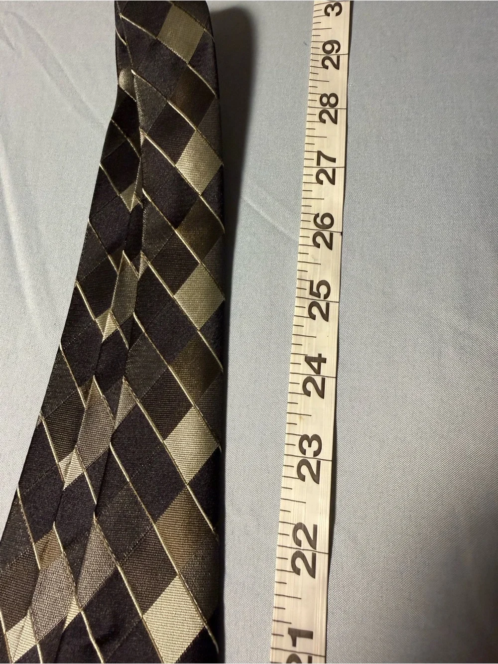 Roberto Villini hand made Checkerboard Pattern Men's Silk Tie in Black and Brown